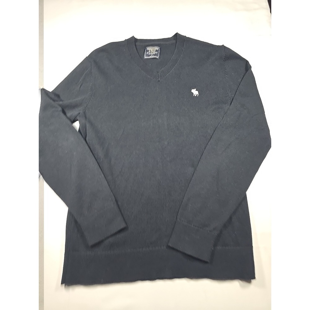 Abercrombie & Fitch V-Neck Sweater Black Y2K Preppy Men's S